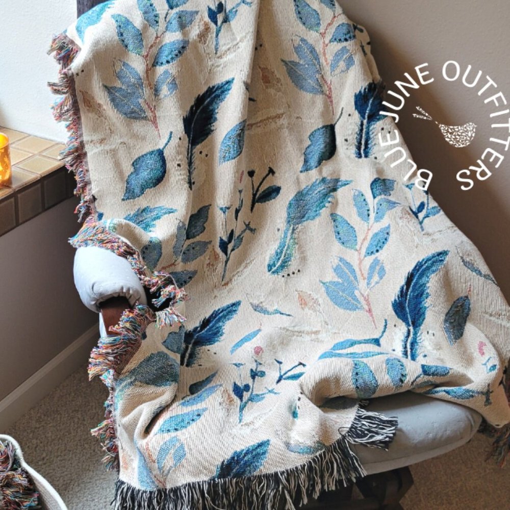 Bohemian Feathers Woven Blanket or Wall Tapestry